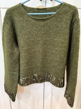 Chunky Sweater With Sequin Trim size Small Purchased in Mykonos